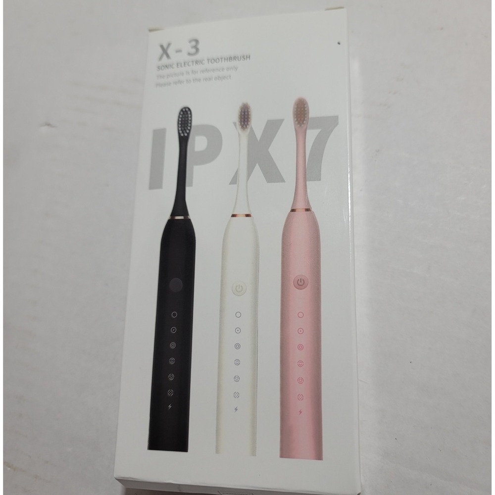 X-3 IPX7 Sonic Electric Toothbrush, Rechargeable Waterproof, 6 Speed White